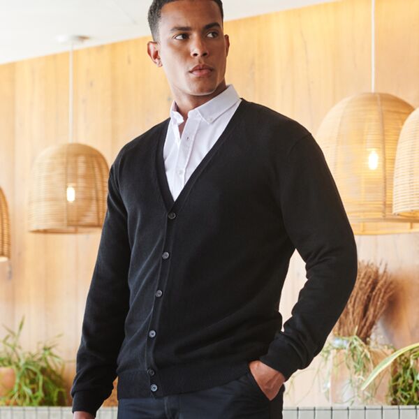 Henbury Lightweight Cotton Acrylic V Neck Cardigan Thumbnail