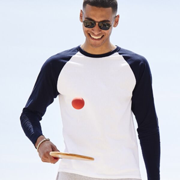 Fruit of the Loom Contrast Long Sleeve Baseball T-Shirt Thumbnail